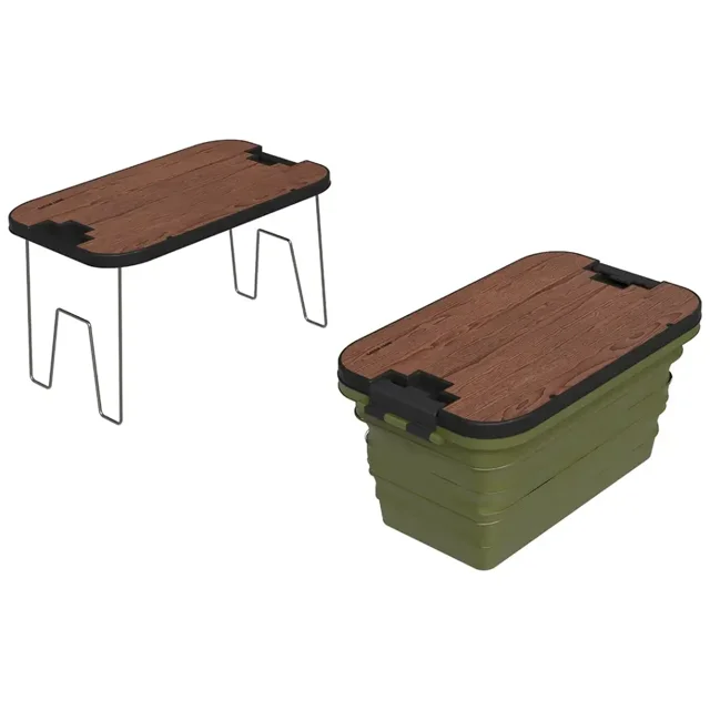 سبد تاشو چندمنظوره سفری گرین لاین مدل Folding Basket With Built-In Table
